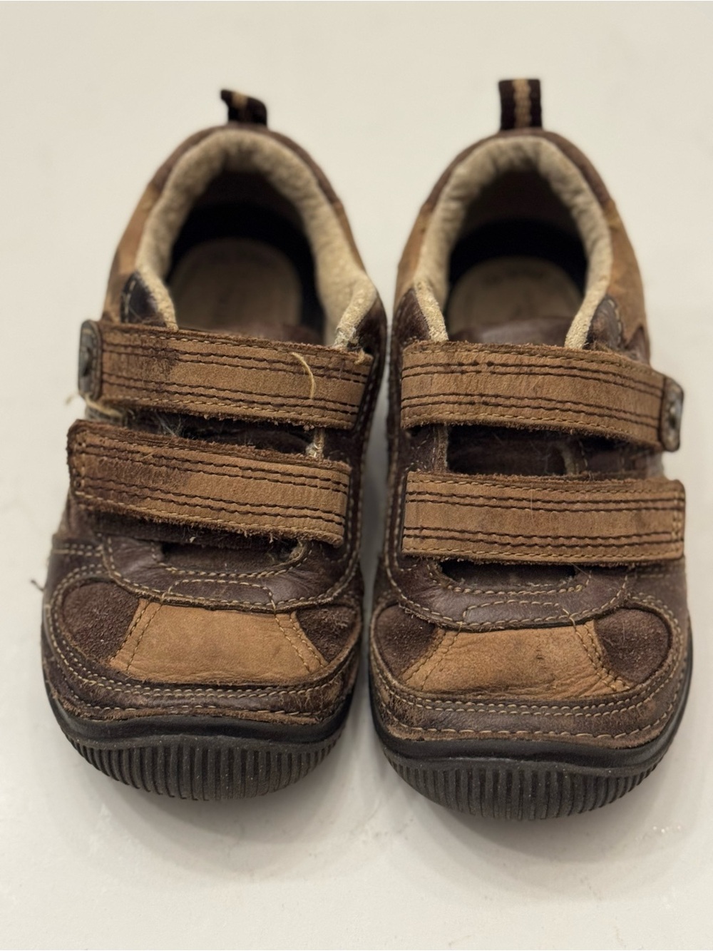 Stride Rite Brown Double-Strap Kids Sneakers
